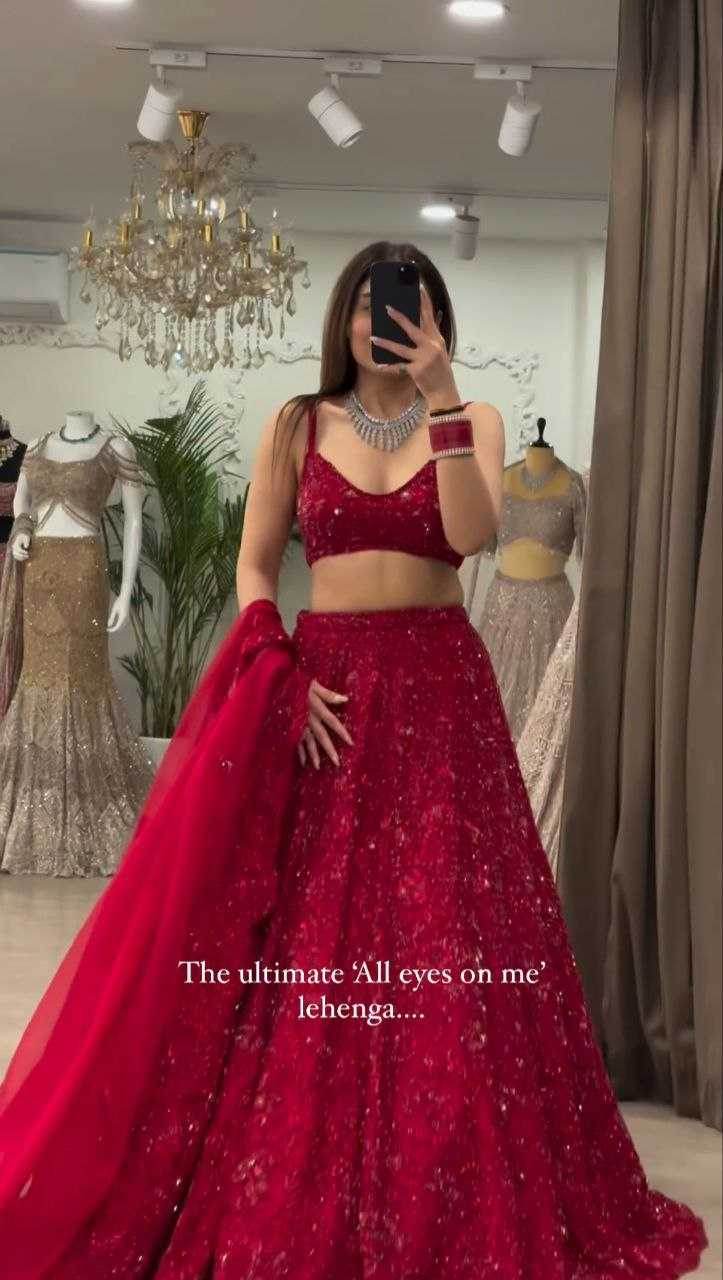Vichitra Silk Sequins Lehenga With Cancan - MYLUXURY LANE ENTERPRISE